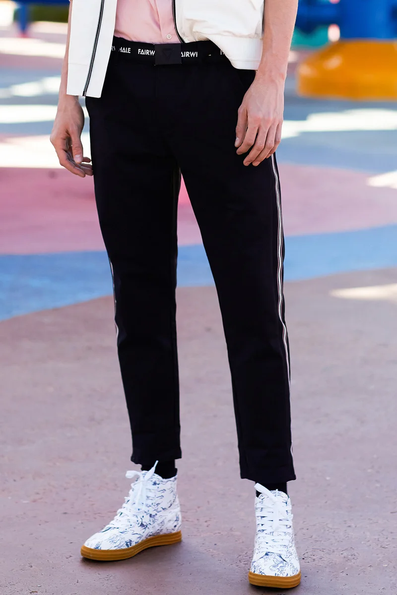 

Mark Fairwhale 2019 new arrival men's casual pants slim fit jogger striped pants sportswear ankle length long pants 718122022002