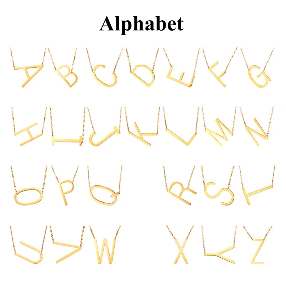 Золотой цвет заглавной буквы Цепочки и ожерелья Для мужчин женщин