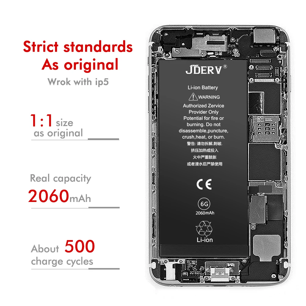 Оригинальный JDERV аккумулятор мобильного телефона для Apple iPhone 6 6G реальная емкость