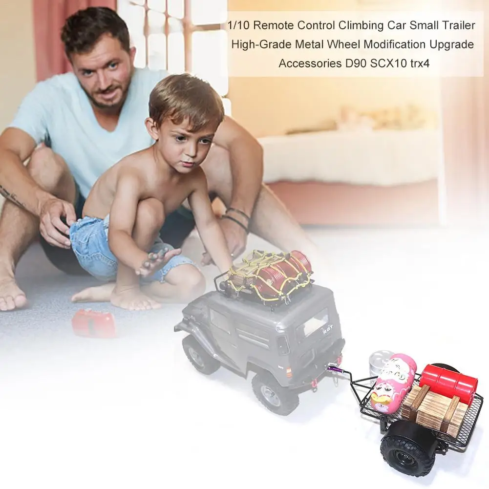 

1/10 Remote Control Climbing Car Small Trailer High-Grade Metal Wheel Modification Upgrade Accessories D90 SCX10 trx4