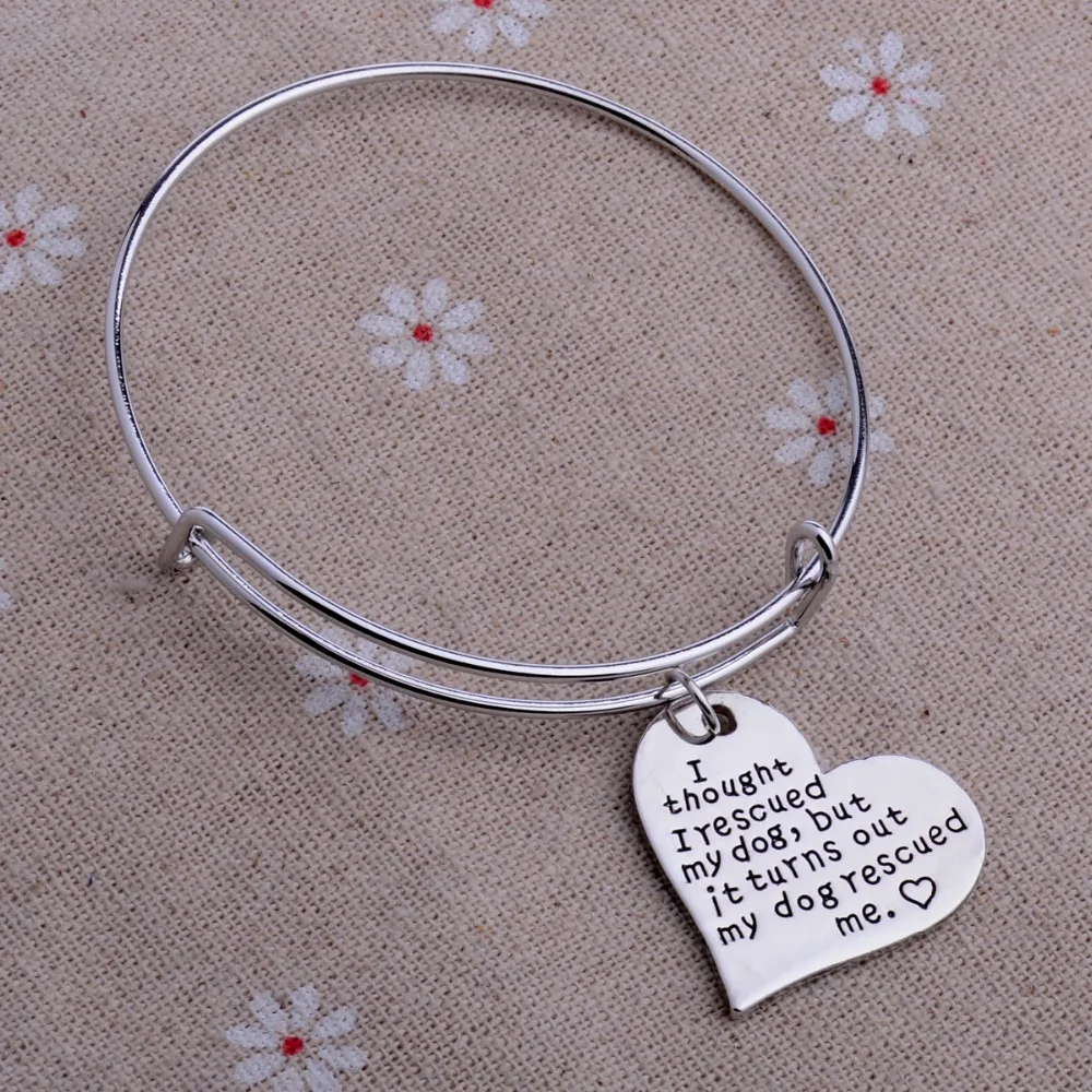 Сердце Собаки Спас Меня Dog Tag Браслет Домашних Животных Спасение Посеребренные