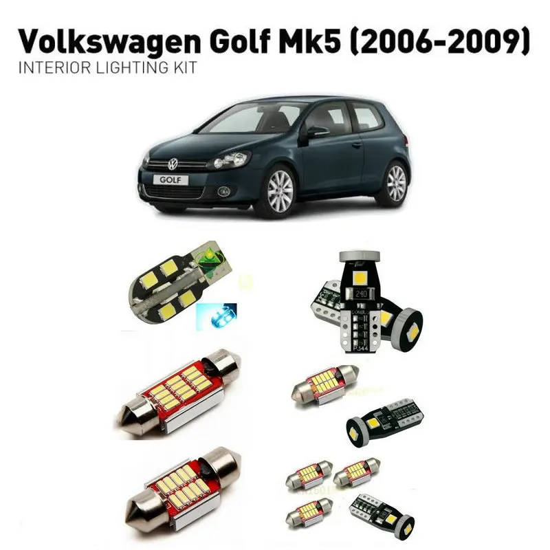 

Led interior lights For vw golf mk5 2006-2009 14pc Led Lights For Cars lighting kit automotive bulbs Canbus