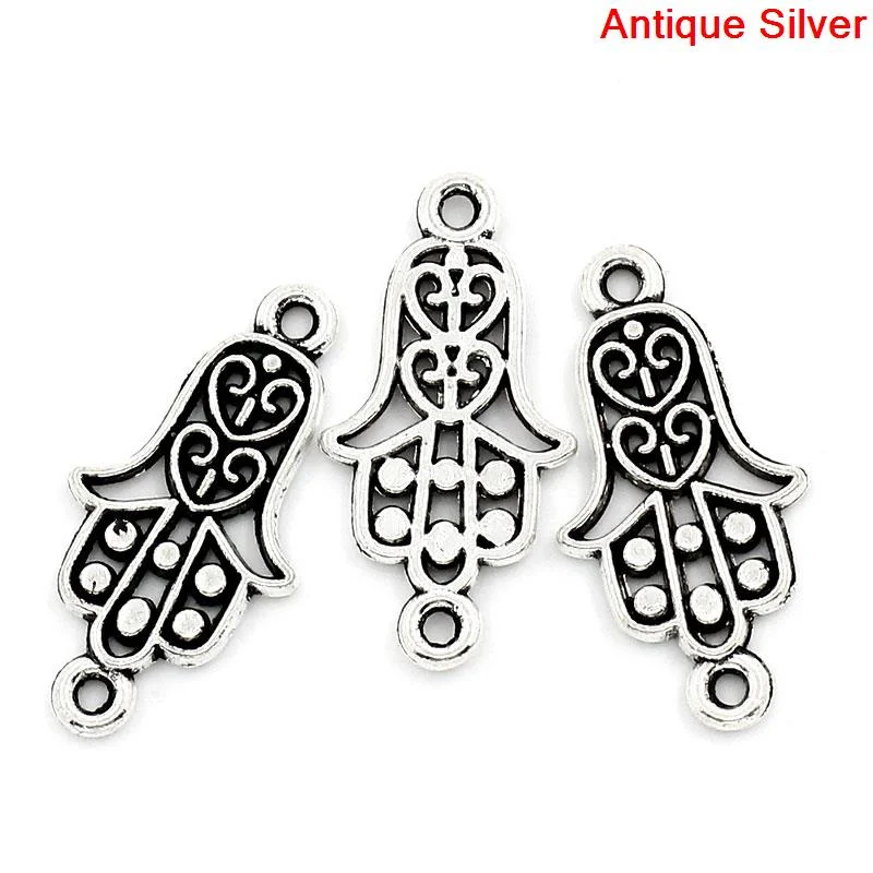 8 сезонов коннекторы фурнитура Hamsa ручная/Пальмовая антикварная Серебристая
