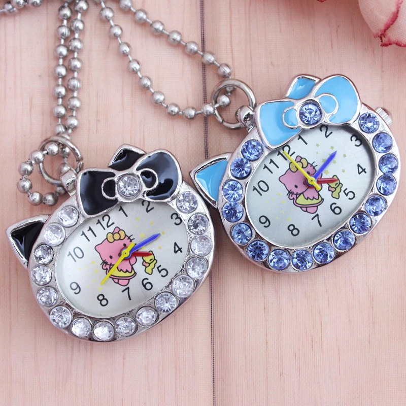 Нежный и прекрасный кот diamond часы для девочек ученик украшением ожерелье