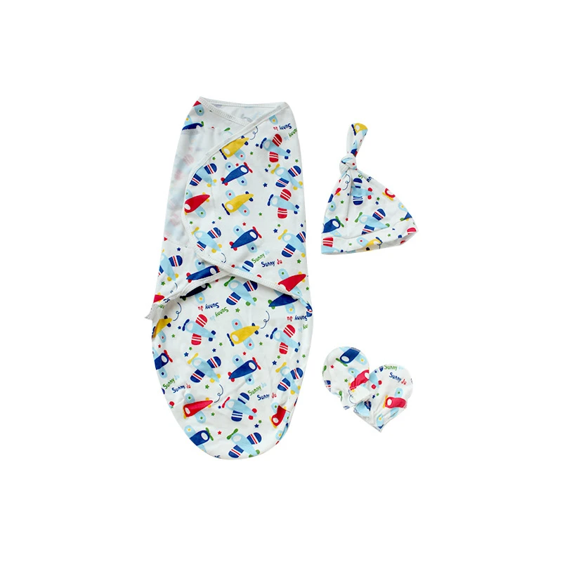 3 Pcs/set Cotton Swaddling Blankets Newborns Swaddle Anti-startle Baby Muslin Wrap Safely Infant Sleepsack Include Hat Gloves | Мать и