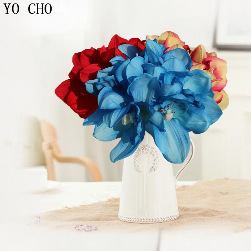 Искусственный латекс 6 головок декоративная шелковая вуаль для свадьбы букет