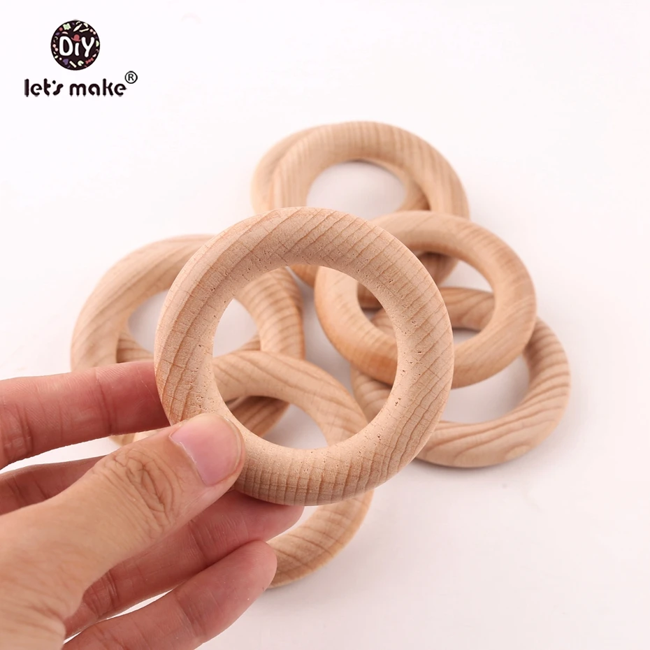 Let's make Beech Wooden Teething Ring 65mm 20pcs Baby Teether DIY Nursing Materials Accessories Necklace Making Tiny Rod | Мать и