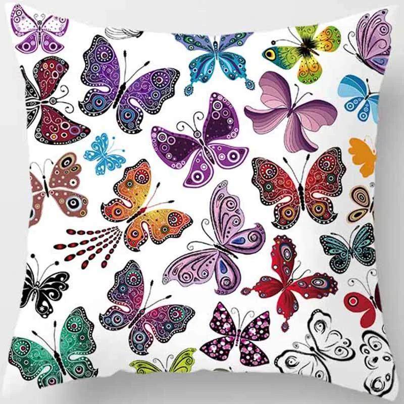 

Beauty butterfly pillow covers women girls ladies square flowers pillow case home creative color pillow cases 450*450mm