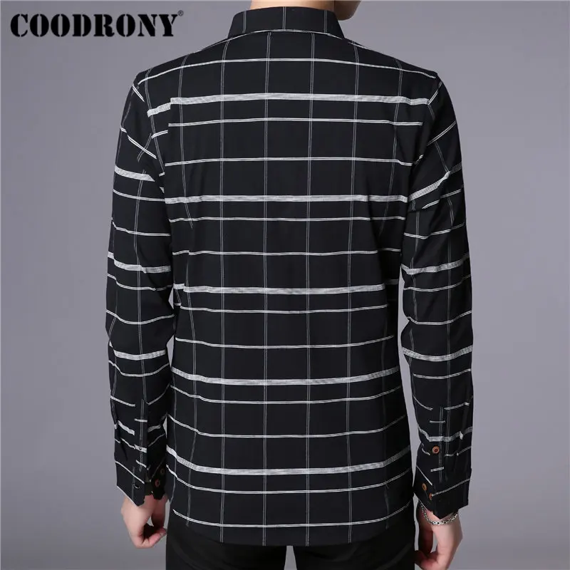 COODRONY, мужская рубашка, модная, в полоску, с длинным рукавом, рубашка, Мужская одежда, осень, Новое поступление, повседневные рубашки, хлопок, Camisa Masculina 96027