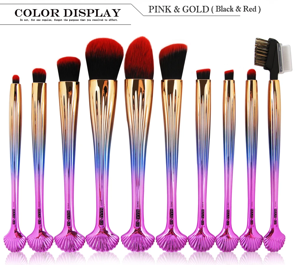 YAHLIGS Green/Sliver/Golden/Colorful Handle Synthetic Makeup Brush Kit 10pcs Set Wholesale YA06 | Красота и здоровье