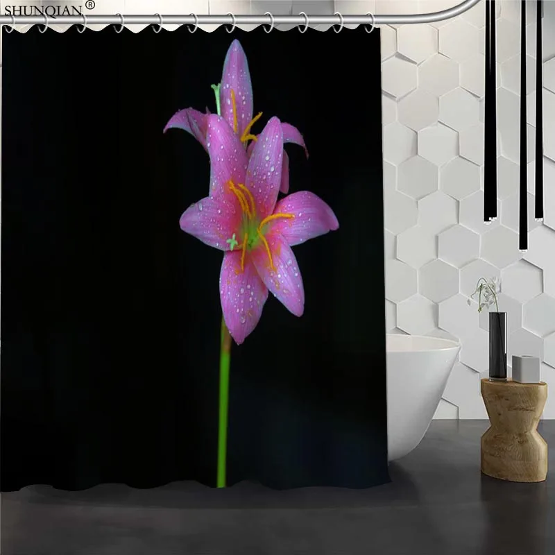 Цветы лилии на заказ занавеска для душа водонепроницаемая ткань ванной