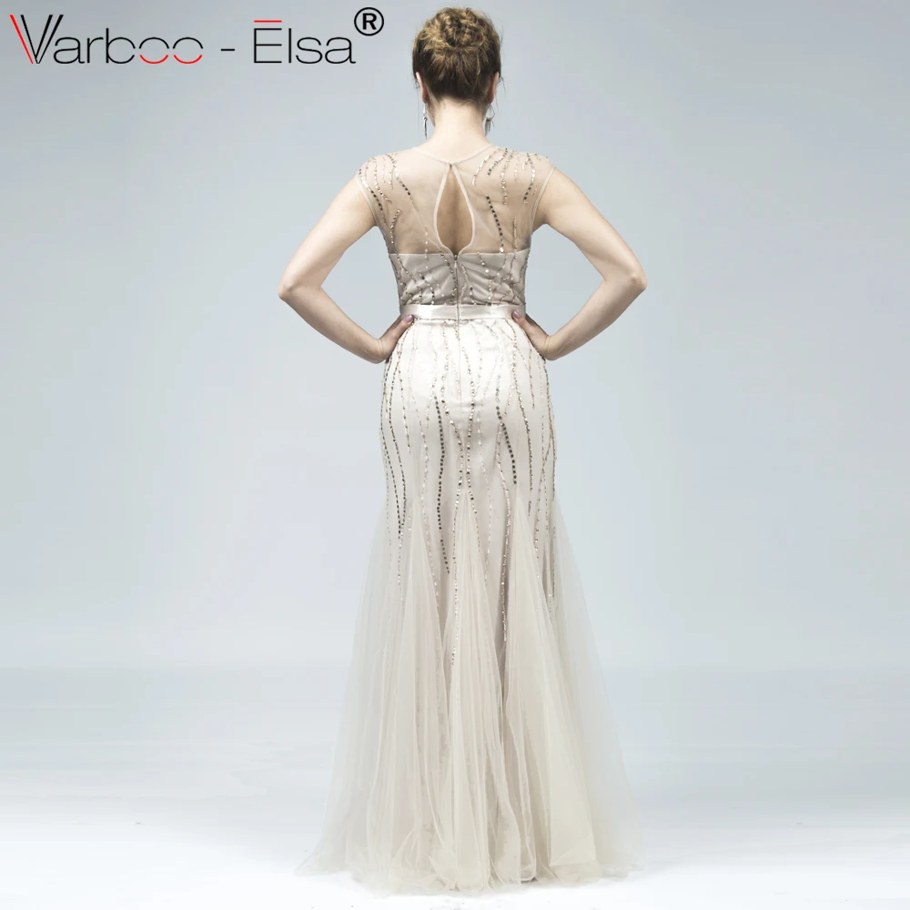 VARBOO_ELSA vestido de festa Glitter Sequined Formal Party Dress 2018 High Quality Robe De Soiree Tulle Sleeveless Evening | Свадьбы и