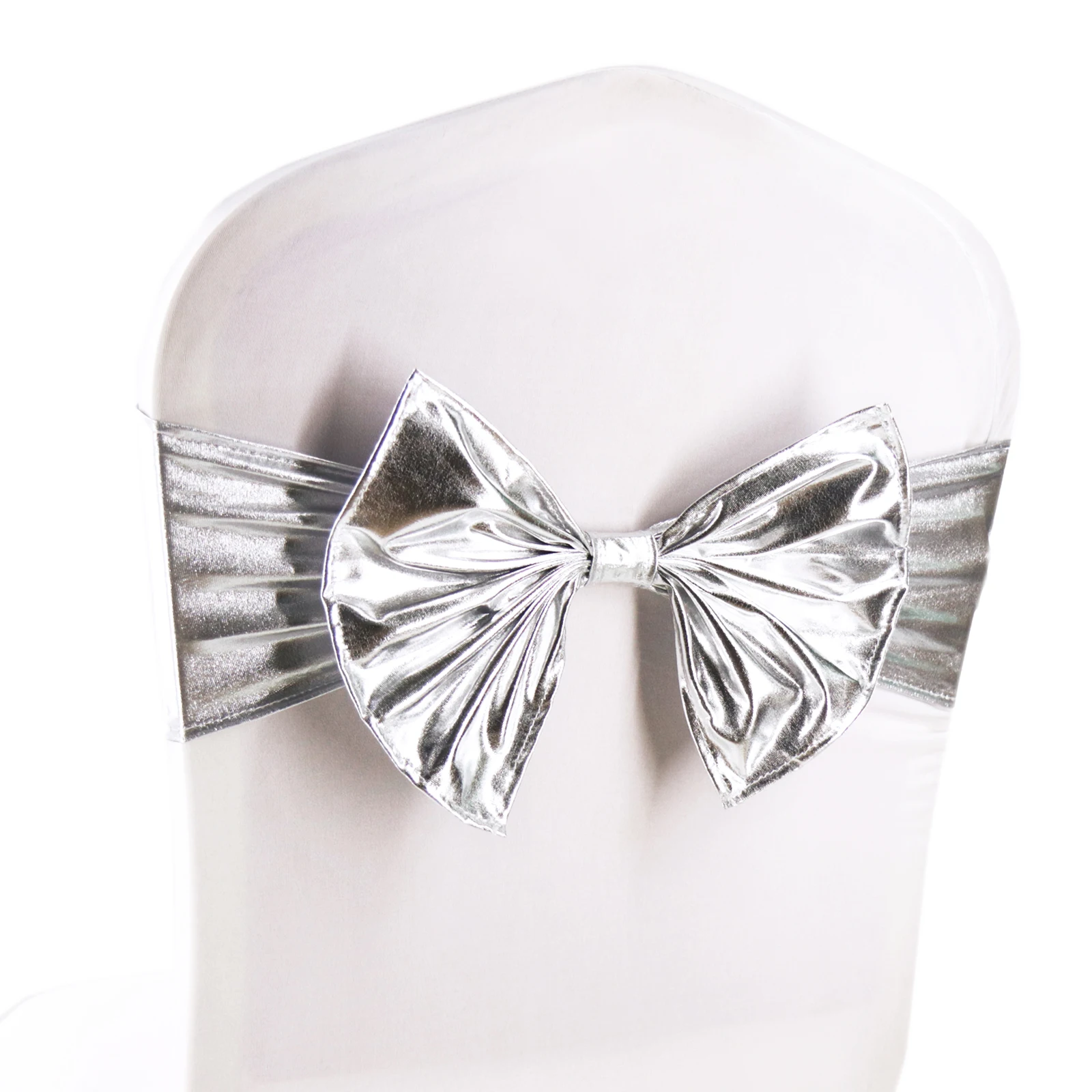 Блестящая бронзовая Золотая Серебряная повязка на стул с бантом пояс для