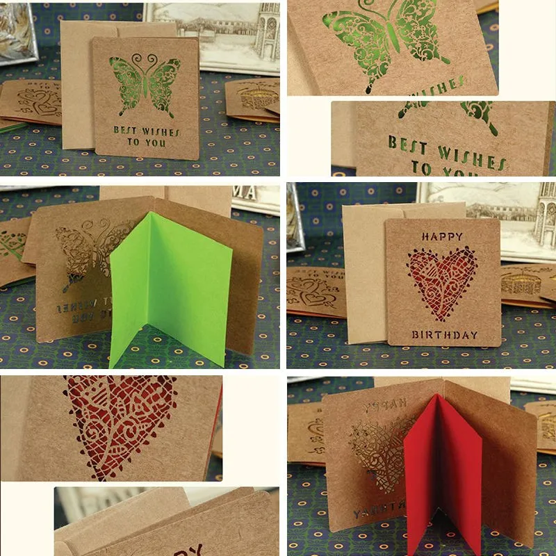 5 шт. складной Бумага поздравительные открытки с днем рождения наилучшими