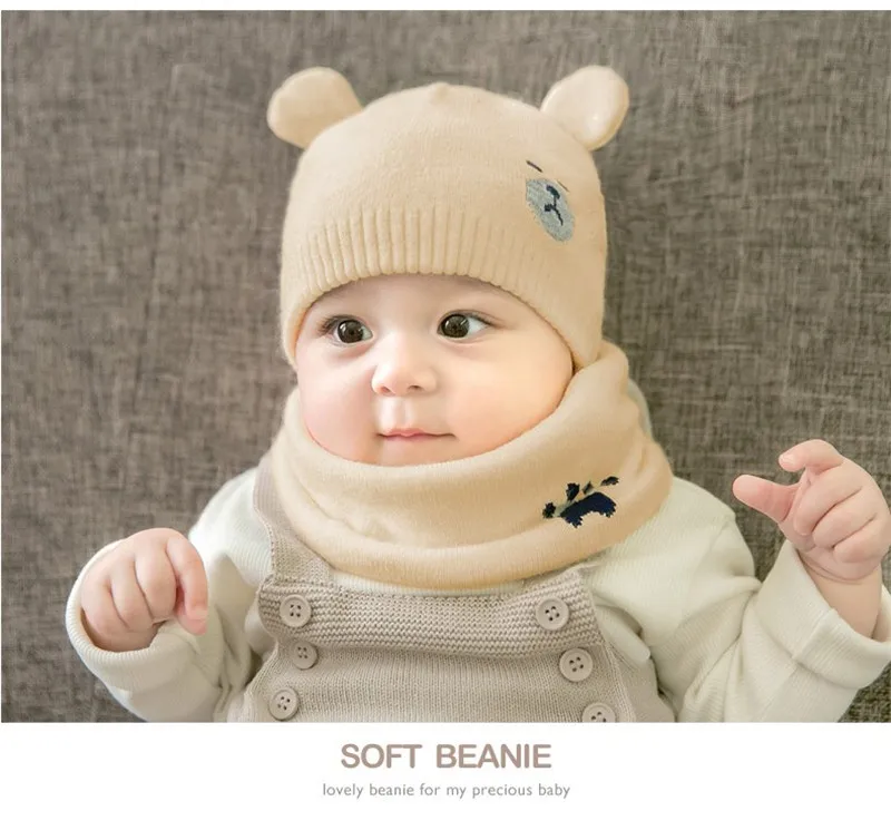 Детская шапка для младенцев зимняя теплая Милая Шапка бини с ушками мальчиков и