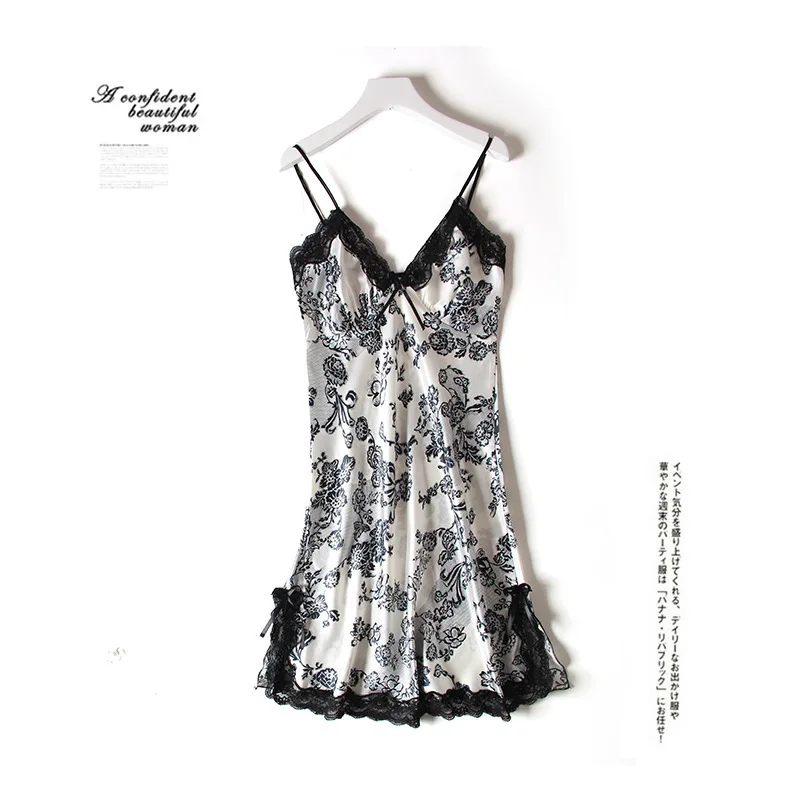 Шелковое кружевное Женское ночное белье Дамское сексуальное нижнее ночная