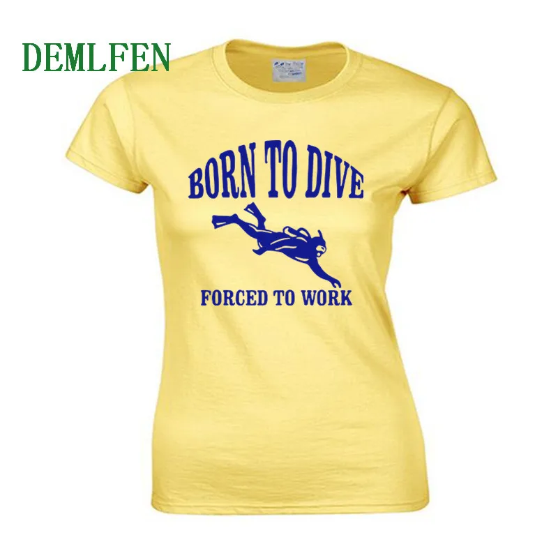 Футболка с надписью Born To DIVE футболка Forced Work забавный подарок на день рождения