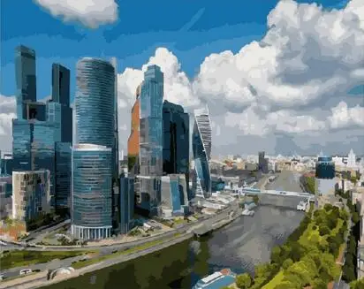 Москва-городской пейзаж DIY Цифровая живопись по номерам Современная Настенная
