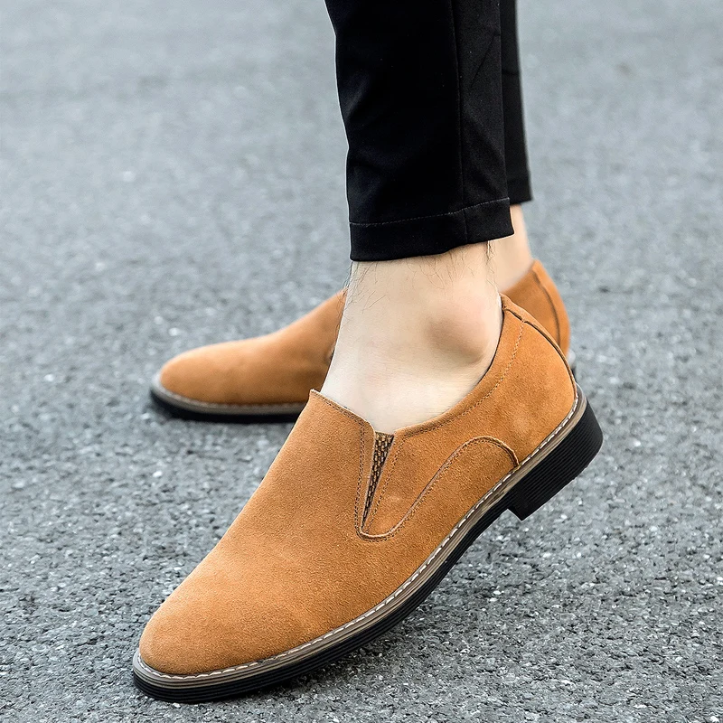 

New Luxury Brand Slip On Masculino Suede Leather Mens Dress Shoes Formal Wedding Shoes Man Oxford Shoes For Men Moccasin Loafers