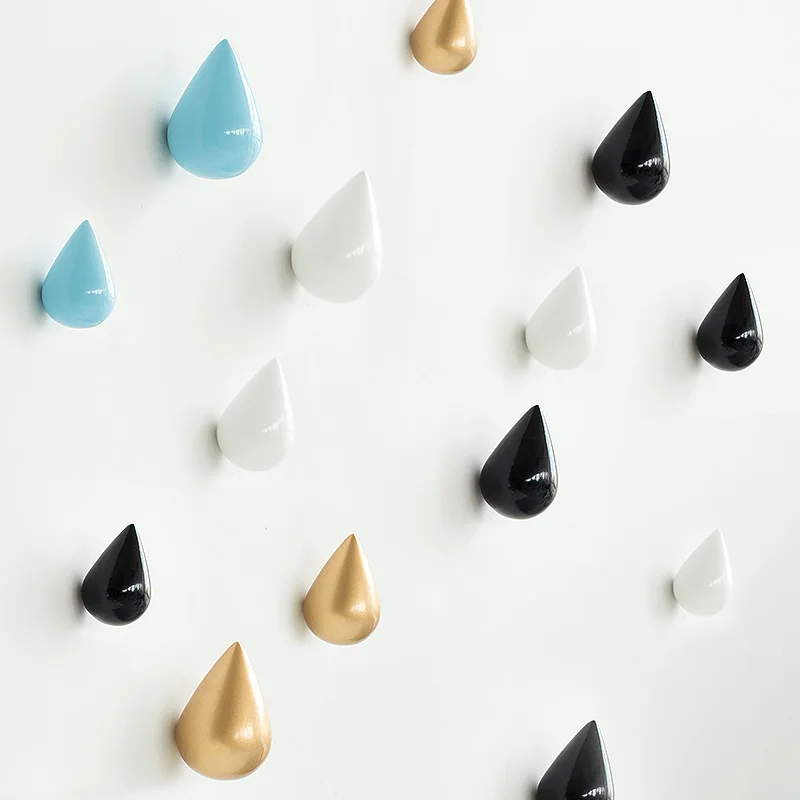 Креативные крючки деревянный декоративный крючок в форме капли воды на стену