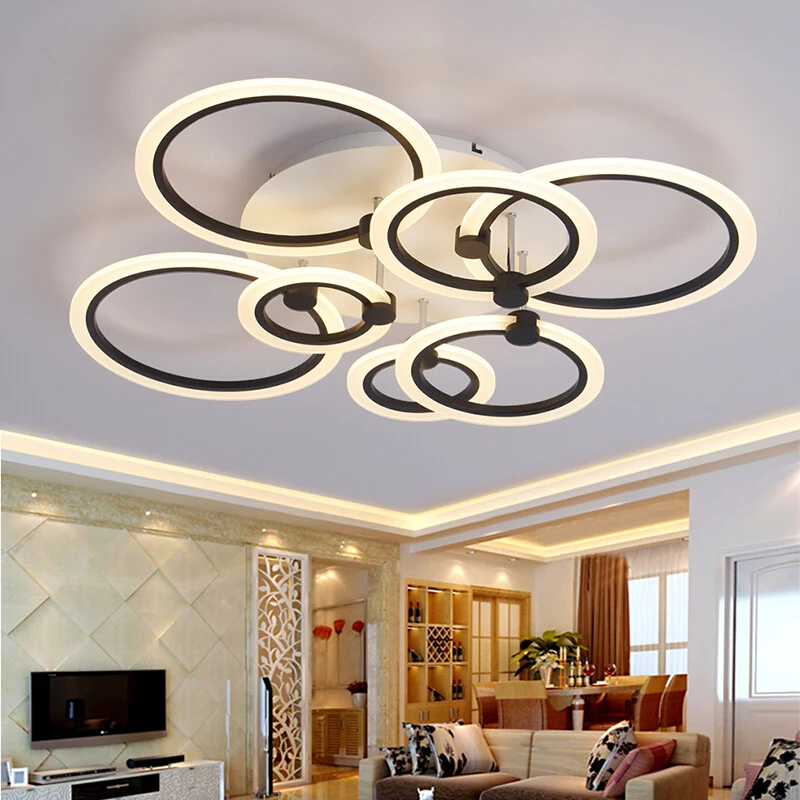 Светодиодный потолочный светильник для гостиной спальни Белый/Черный Простой