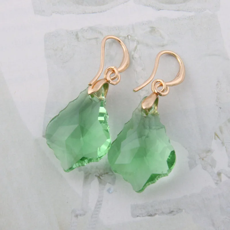 light green NeeFu WoFu Висячие хрустальные серьги, стеклянные серьги для женщин, очаровательные Висячие серьги, рождественские аксессуары для ушей Oorbellen - Окраска металла: light green