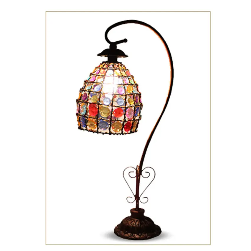 art deco Nepal Beading retro table lamp for country bar coffee store dining room creative bedroom bedside led night light | Лампы и