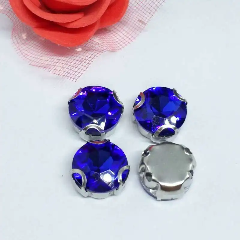 Камень цветок сапфировый синий кристалл стекло шитье Стразы с D форма коготь для