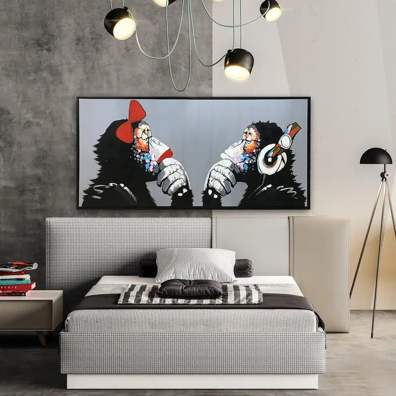 Ручная роспись маслом обезьянка животное картина для детской комнаты украшение