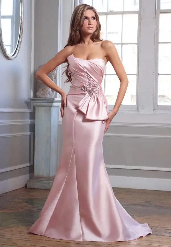 New Arrival Sweetheart Mermaid Dresses With Ruffles Pink Satin Floor Length Prom Gowns Long Sexy Dress For Women | Свадьбы и