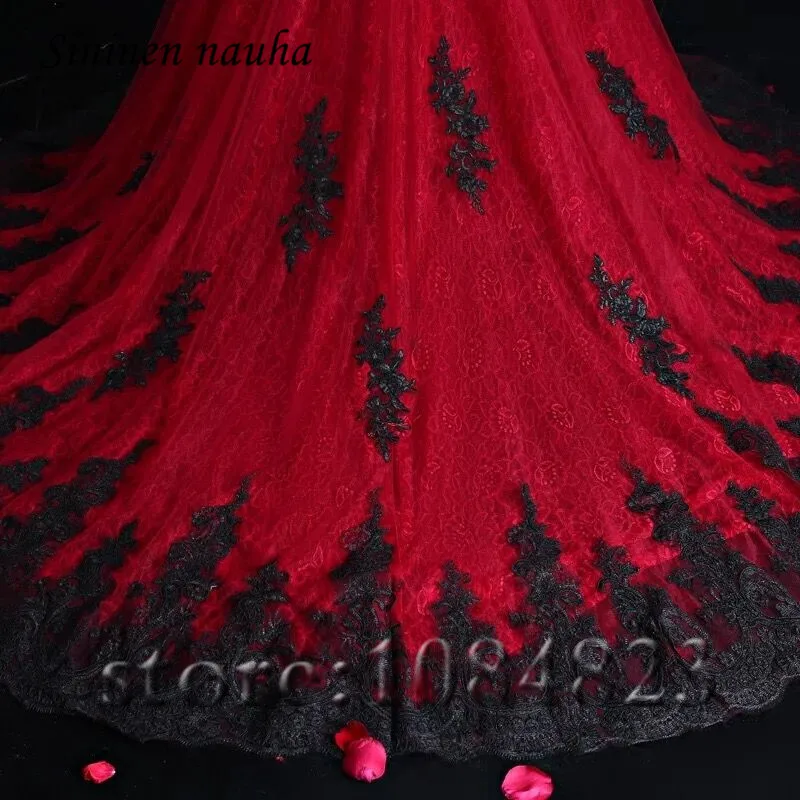 

Red Long Evening Prom Dresses Sweetheart Black Appliques Mermaid Gown Party Formal Dress Vestidos De Festa Robe De Soiree 140