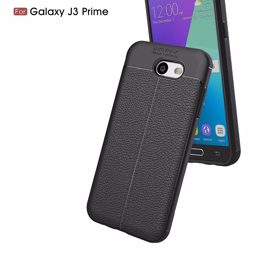 For Samsung Galaxy J3 Prime Case Emerge 2017 Protective TPU for J5 J7 Soft Silicone Leather Texture Cover |