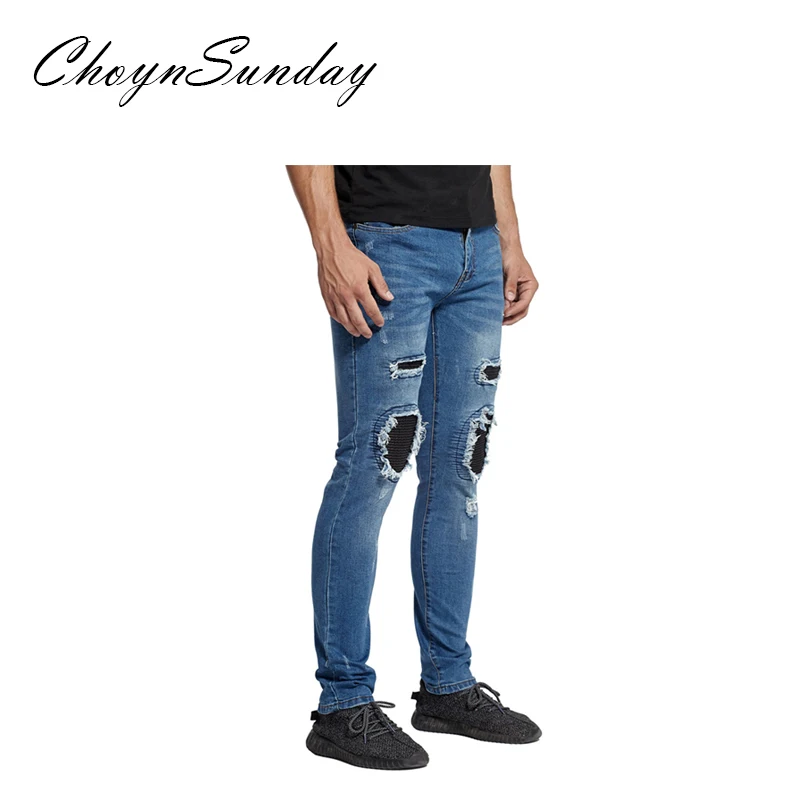 ChoynSunday 2018 новые трендовые локомотивы мужские джинсы кожаные Складки Звезда