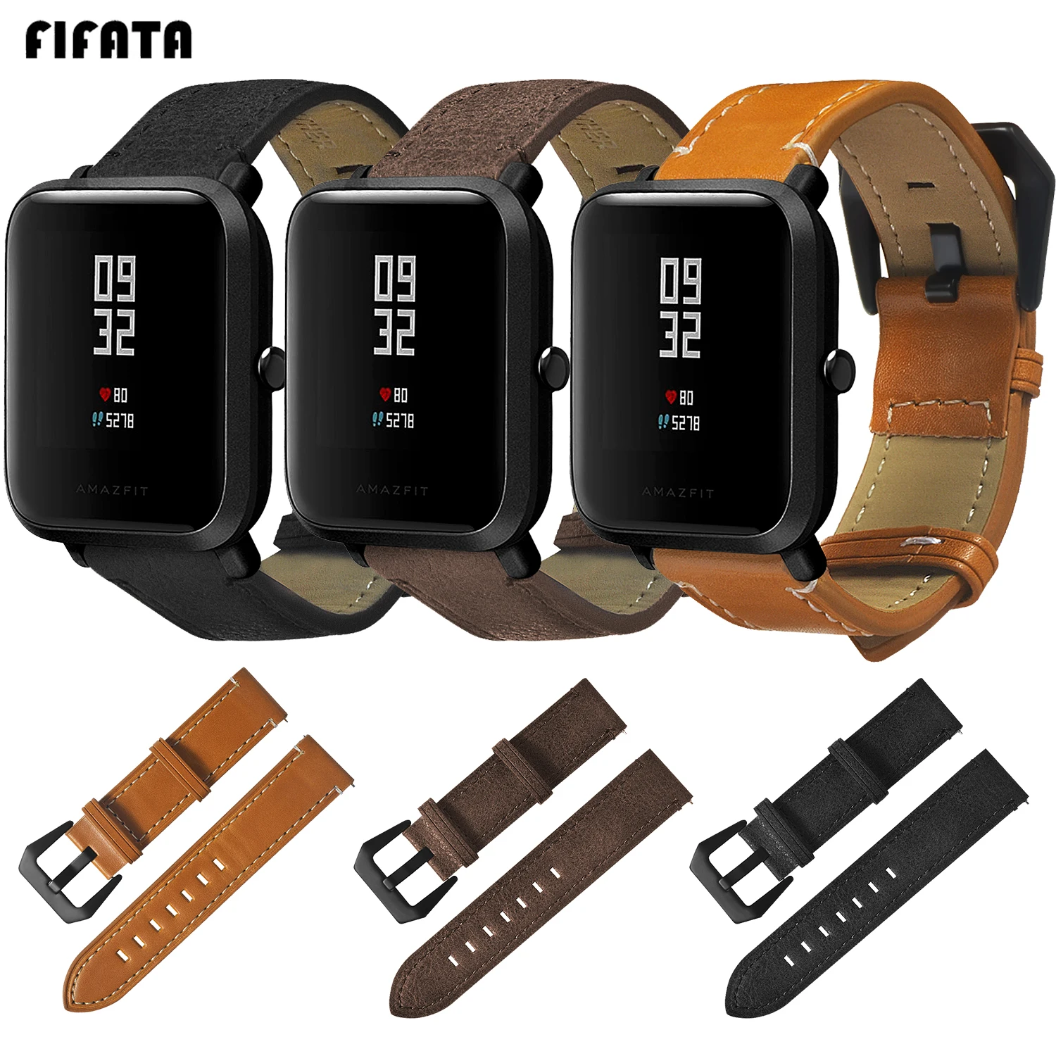Ремешок из натуральной кожи для смарт часов Xiaomi Huami Amazfit Bip 20 мм|Смарт-аксессуары| |