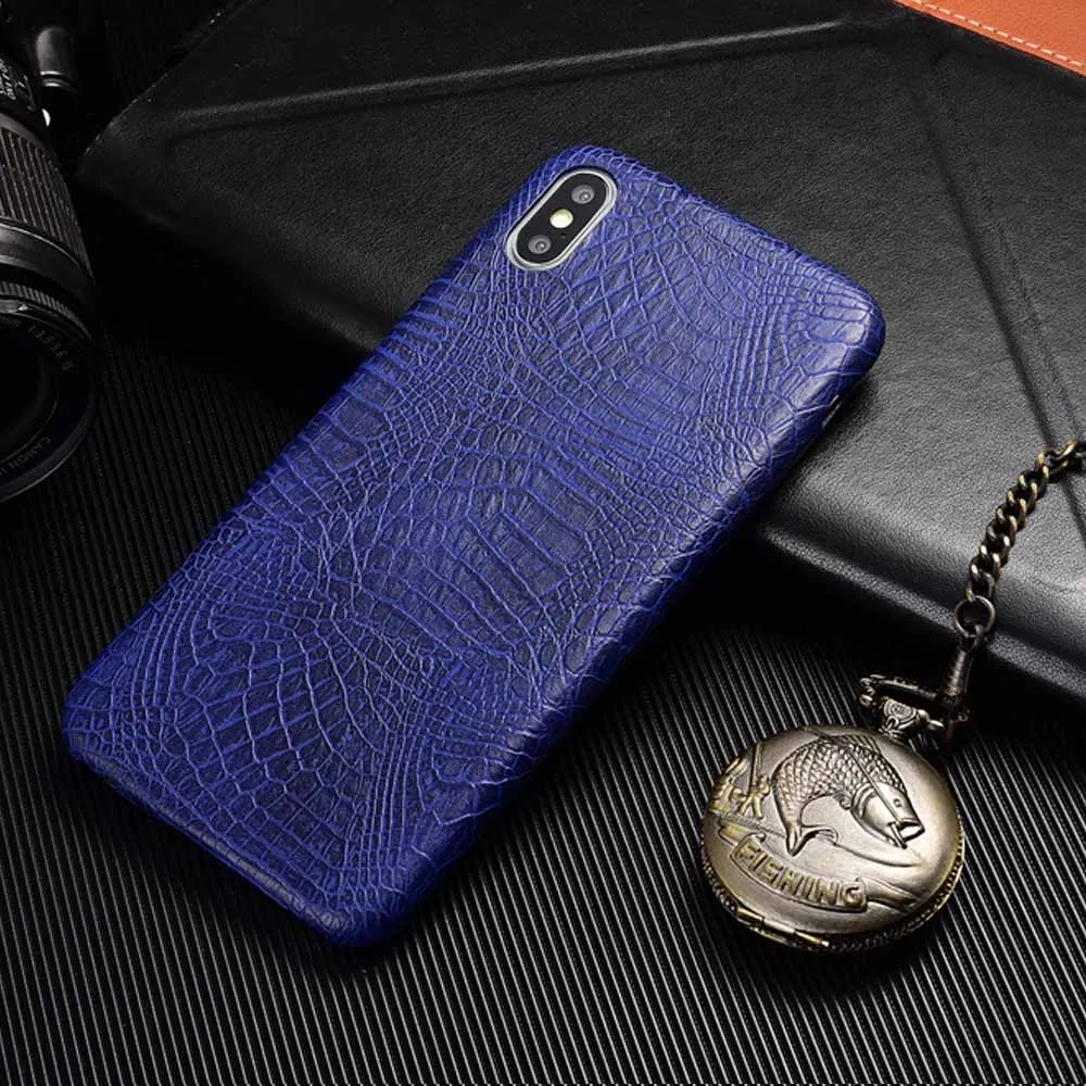 Blue Чехол из искусственной кожи со змеиным узором для iPhone 6, 6s Plus, 7, 7 Plus, 8 Plus, X, XR, XS Max, чехол для телефона с текстурой крокодила, мягкий чехол, Fundas - Цвет: Blue