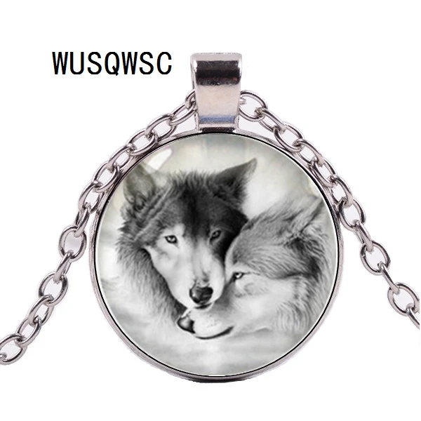 WUSQWSC 2018 Новое мужское модное ожерелье с принтом стеклянный волк животное кулон