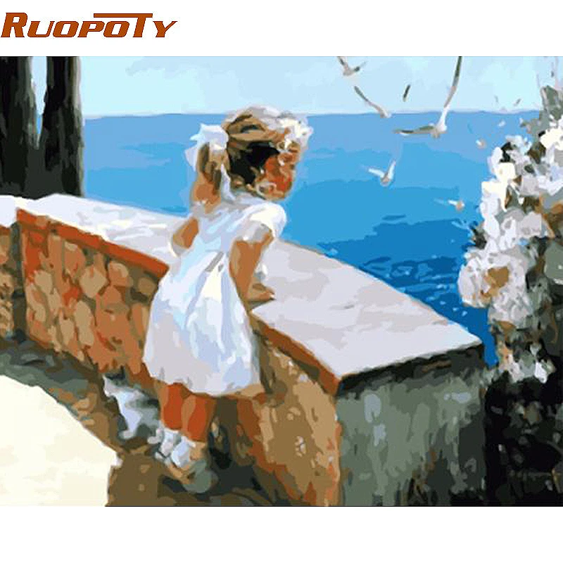 RUOPOTY рамка для маленькой девочки сделай сам рисование по номерам акриловая