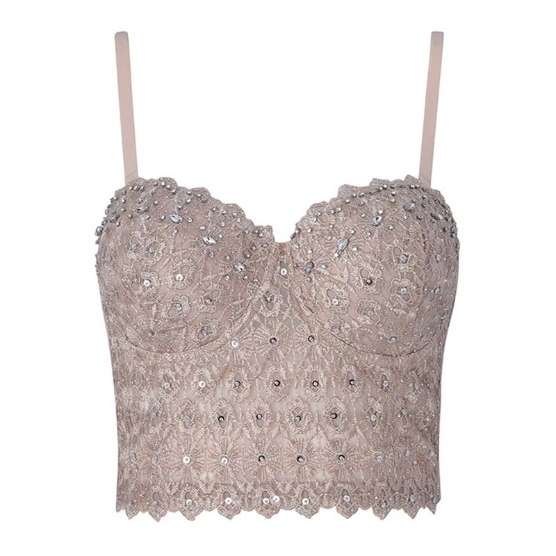 INDRESSME 2019 Новый Сексуальный Кружевной укороченный топ с открытой спиной блестками