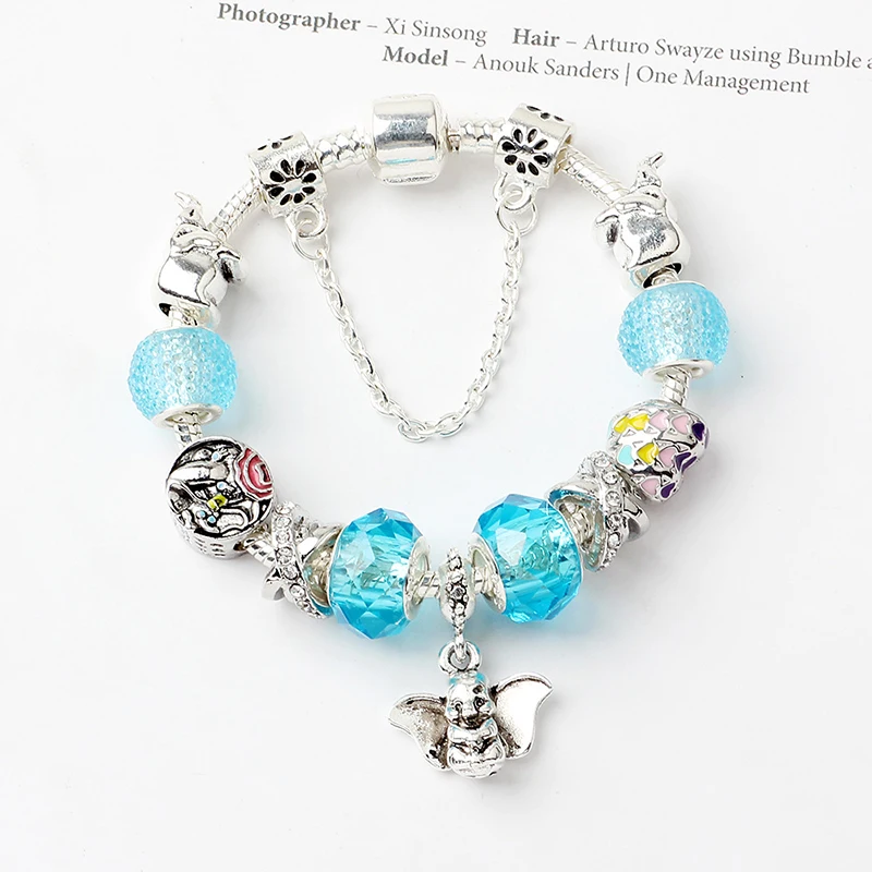 Silver Plated Bead Alloy Bracelet Elephant Fairy Tale Snake Chain Basic Charm For Fashion Women DIY Jewelry Gift | Украшения и