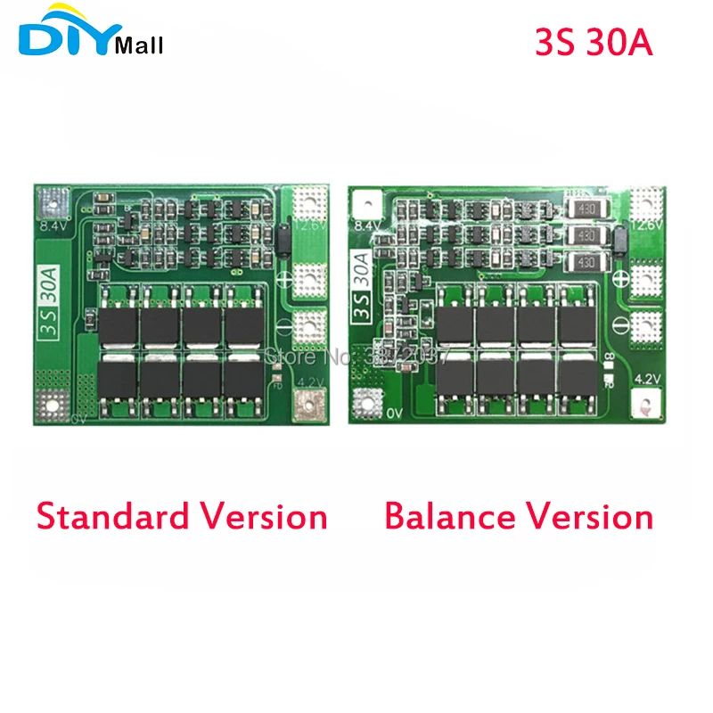 

DIYmall 3S 30A BMS Board 18650 Lithium Battery Protection Board with equalization Drive drill 30A current Standard Balance
