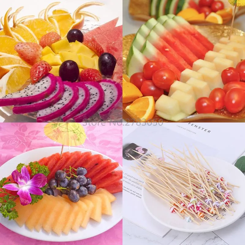 100pcs 12cm Flower Fruit Picks Dessert Buffet Salad Fork Cake Muffin Vegetable Cocktail Sticks for Home Wedding Party | Дом и сад