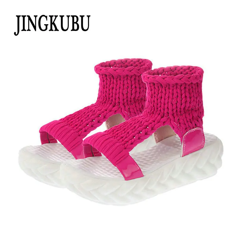JINGKUBU2017 Новинка удобная обувь из шерсти sapato feminino женская на каблуке и платформе