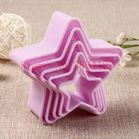 5pcs star shape plastic plunger cutter fondant cake mold cupcake cookie pastry chocolate biscuit decoration baking tool fq2053