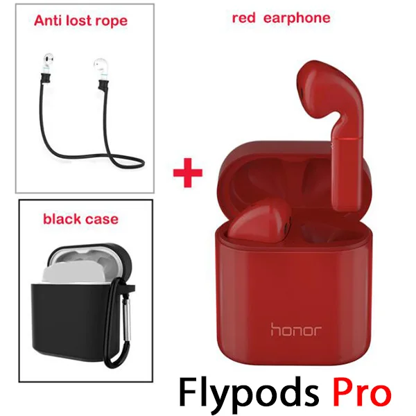 red n blk case n rop HUAWEI honor Flypods Pro беспроводной honor flypods наушники Bluetooth Тип C гарнитура с микрофоном Музыка сенсорный двойной кран Contr - Цвет: red n blk case n rop
