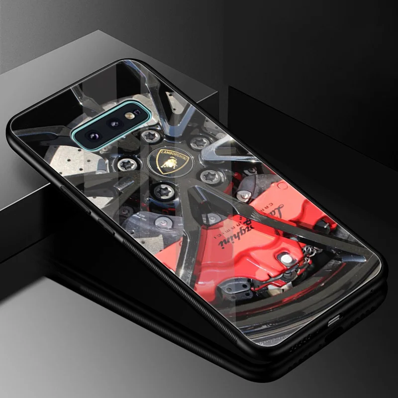 Desxz Lamborghini Glass Case For Samsung Galaxy S7 Edge S8 S9 Plus Note 8 9 S10 Cover DIY Mirror |