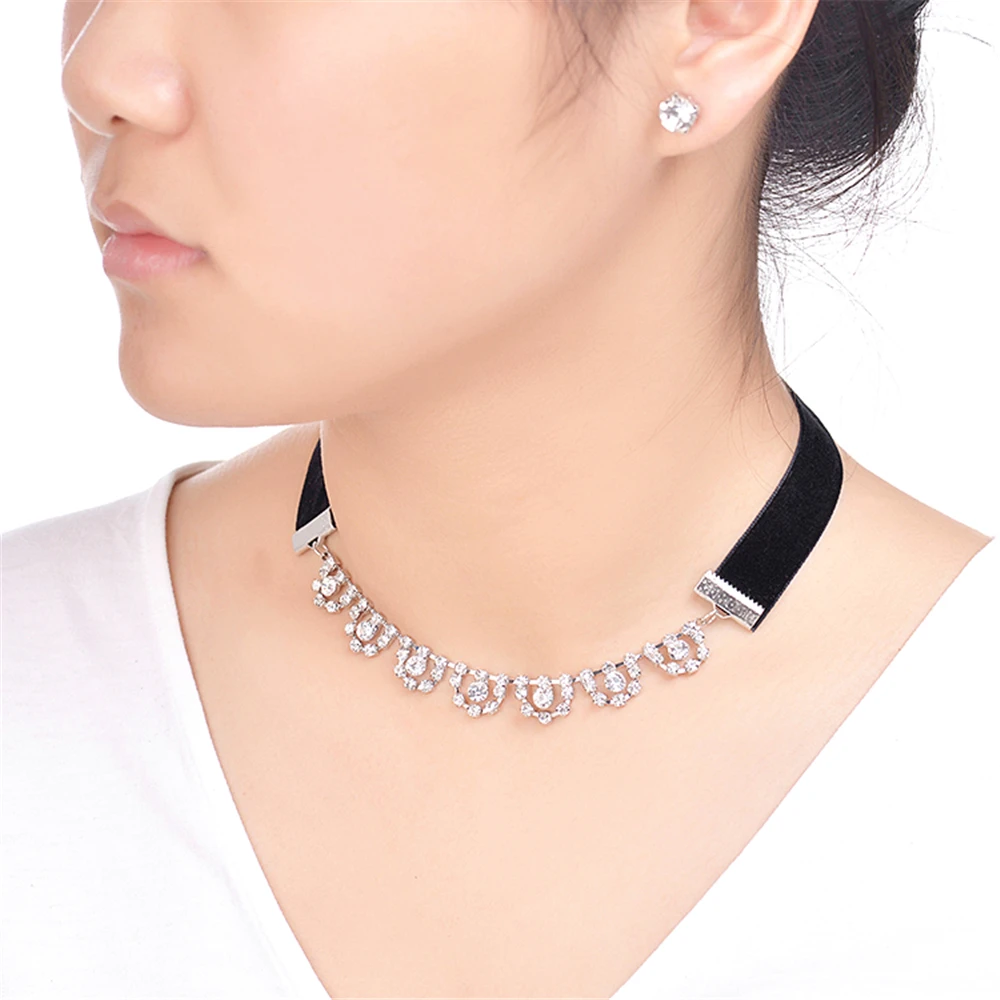 Trendyou изделия кристалл Подвески Колье с Velvet Chain американских и европейских стилей