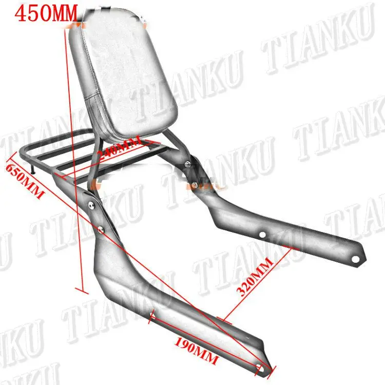 Черный мотоцикл спинки Sissy бар багажная стойка для HONDA Shadow VT 750 Phantom sports версия 2006