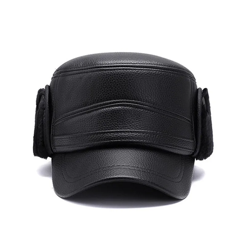 SILOQIN зимне наушники шапка Snapback кепки s Зима Новые мужские теплые военные шапки PU плюс бархат толстые бренды мужской кости плоская кепка для мужчин