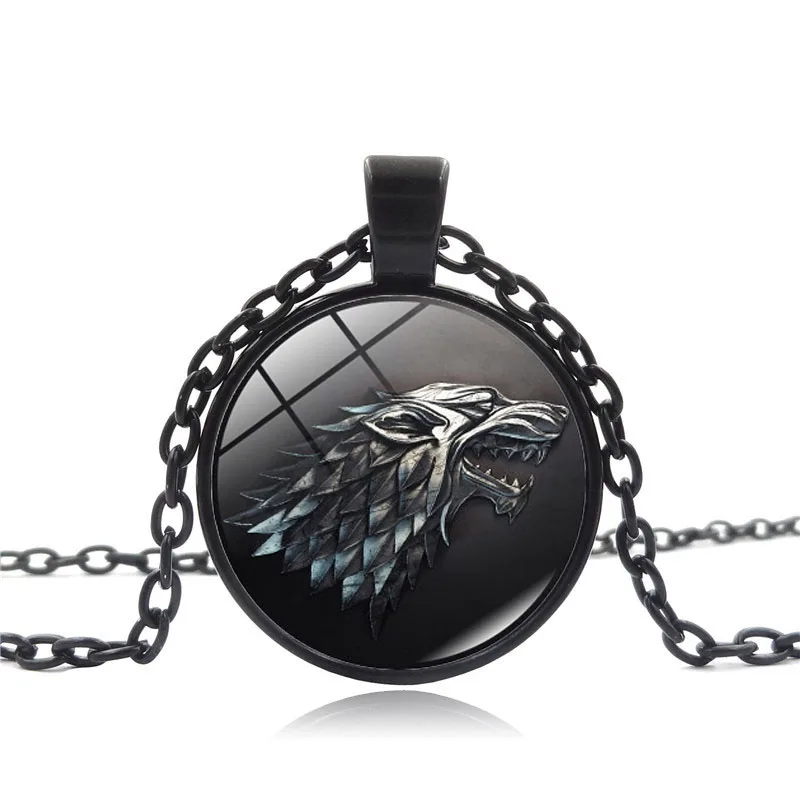 Старк подвеска с дизайном волк ожерелье Игра престолов бижутерия со стеклянными