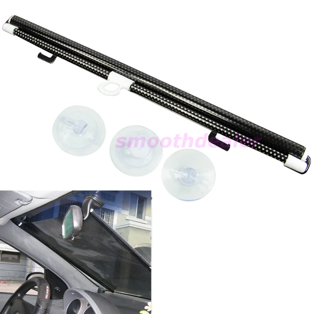 

Auto Car Black Window Roll Blind Sunshade Windshield Sun Shield Visor 58 x125cm